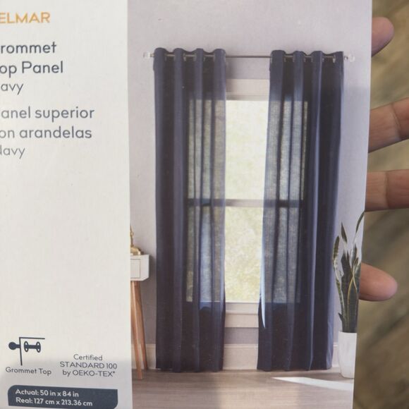Style Selections 84" Light Filtering Grommet Single Curtain Panel Navy - Picture 4 of 11